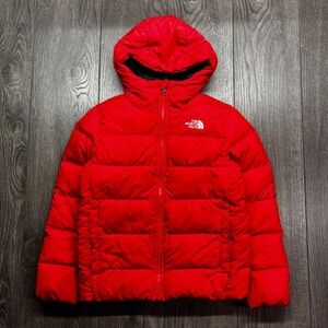 The North Face Jacket 550 Goose Down Youth Girls Sz Medium 10/12 Hooded Sherpa